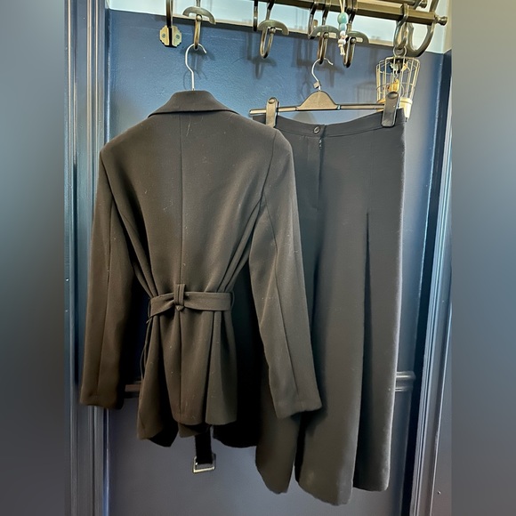 Atterley Belted Blazer, & Wide Leg Pants Black UK14 US10 - Picture 4 of 7